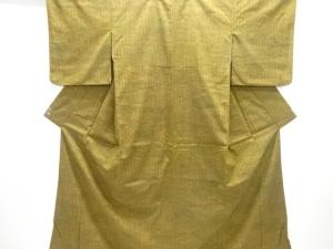 縞に亀甲模様織り出し手織り節紬着物